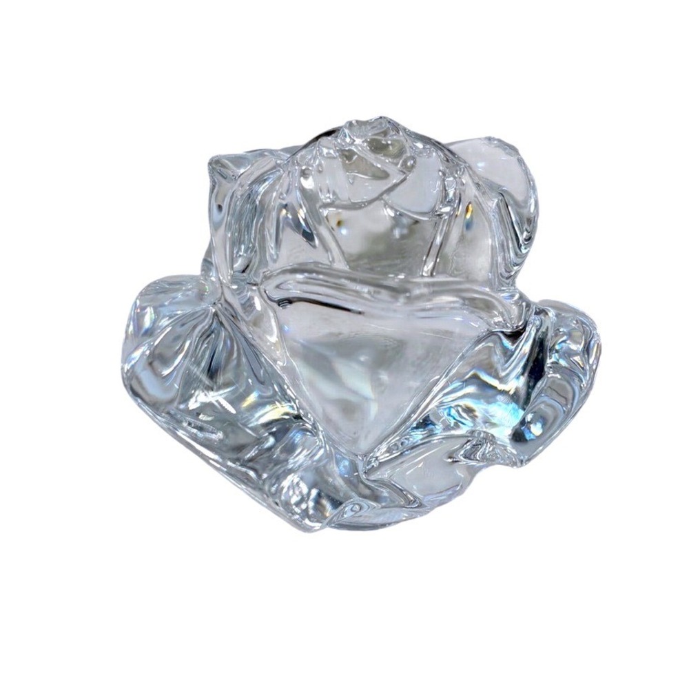 Waterford Rose Paperweight Crystal Clear Figurine Decor